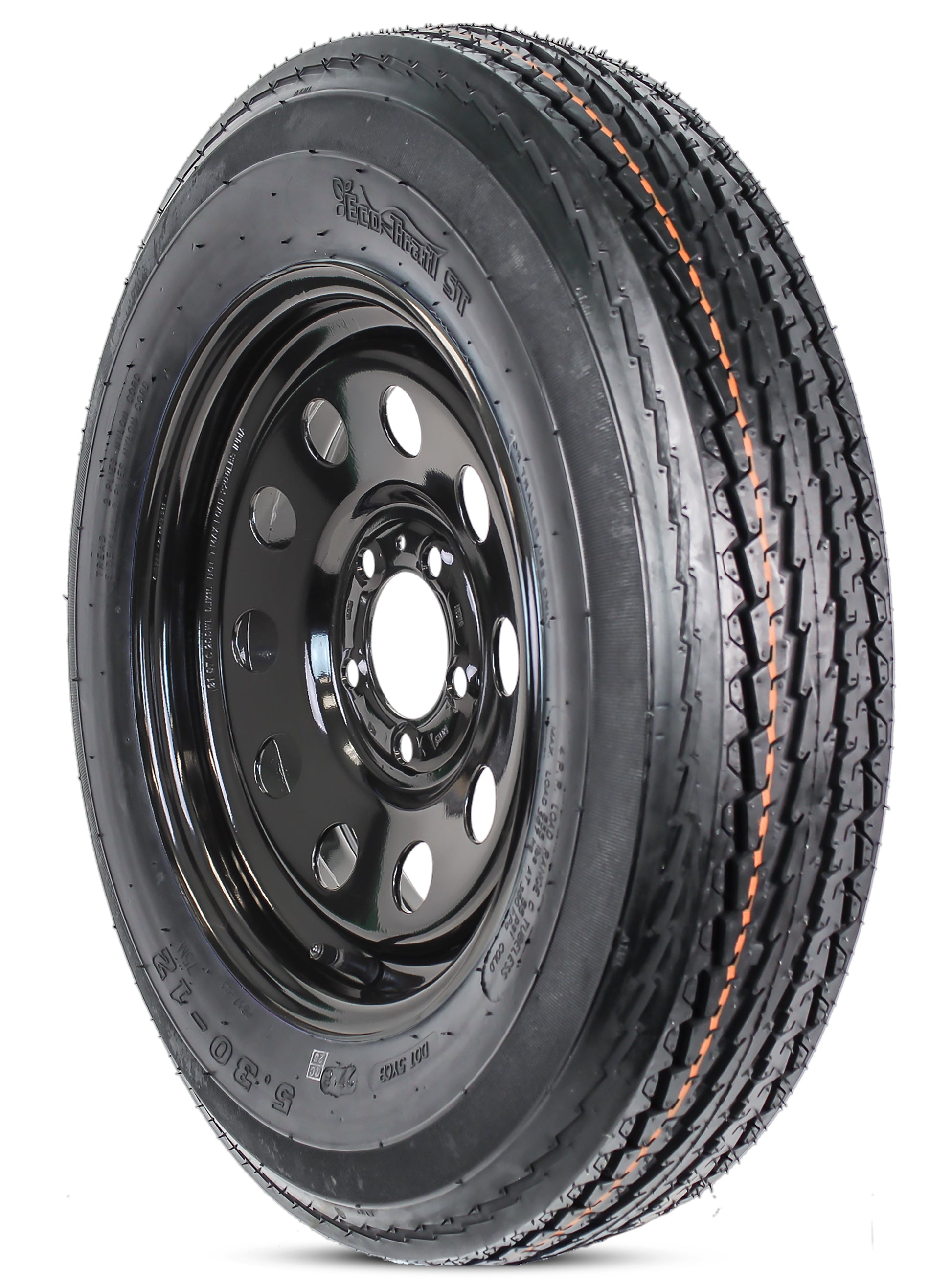 Trailer Tire Rim Assembly 5.30-12 530-12 5.30X12 LRC 5 Lug Black Modular Wheel