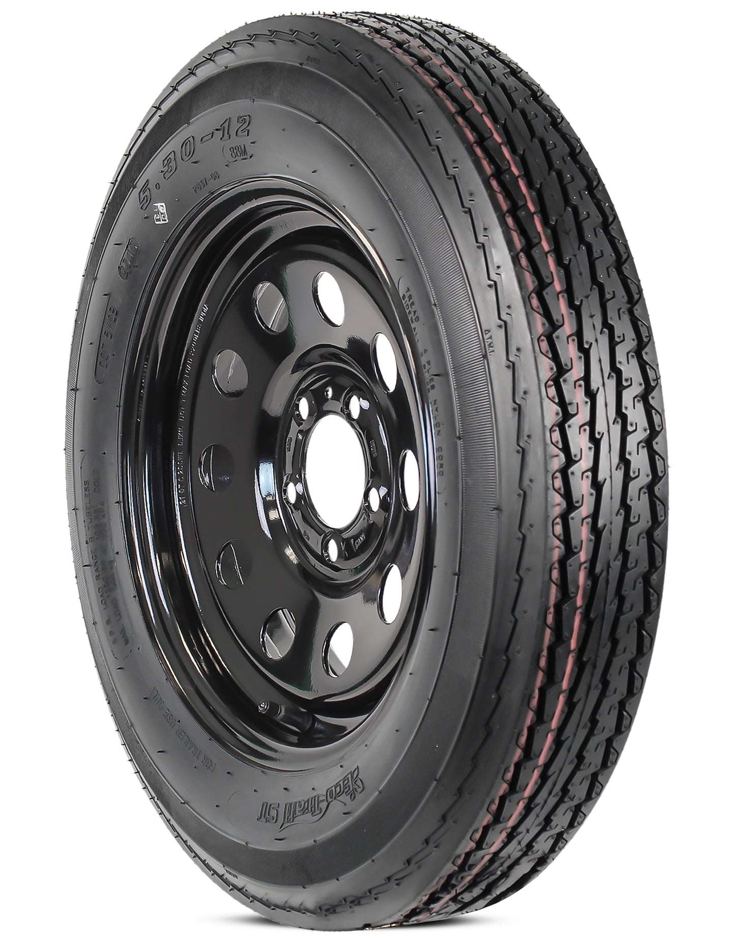 Trailer Tire Rim Assembly 5.30-12 530-12 12 Inch LRB 5 Lug Black Modular Wheel