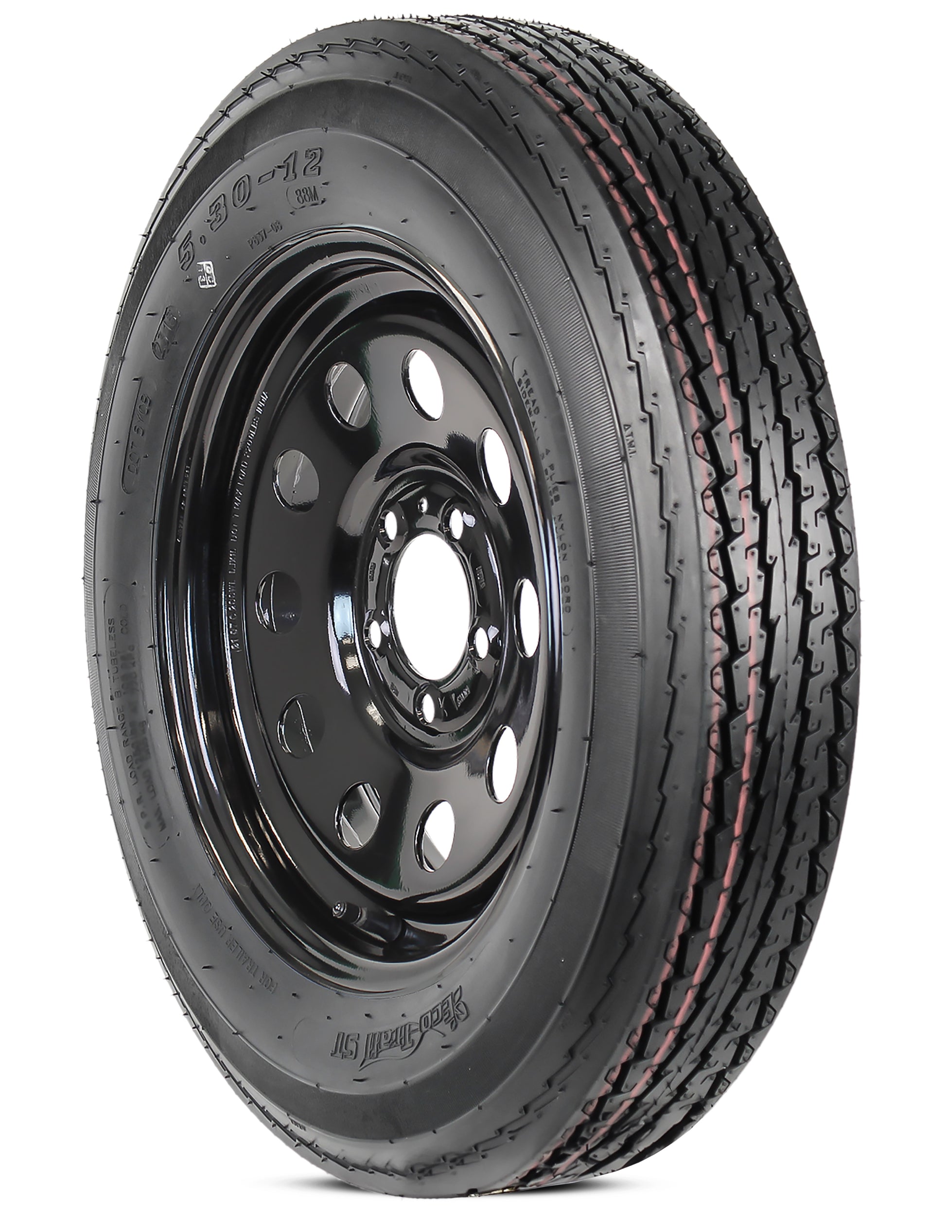 Trailer Tire Rim Assembly 5.30-12 530-12 12 Inch LRB 5 Lug Black Modular Wheel