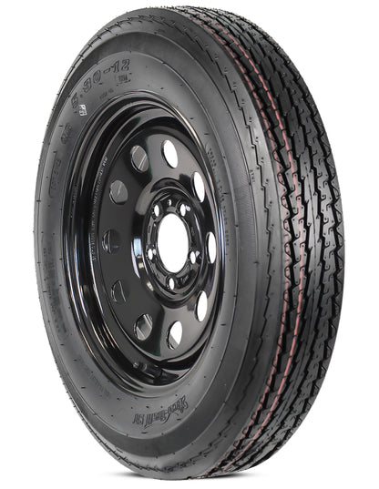 Trailer Tire Rim Assembly 5.30-12 530-12 12 Inch LRB 5 Lug Black Modular Wheel