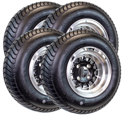 4-Pack eCustomrim 205/65-10 Golf Cart ATV Trailer Tire On Rim 10X7 Black Wheel