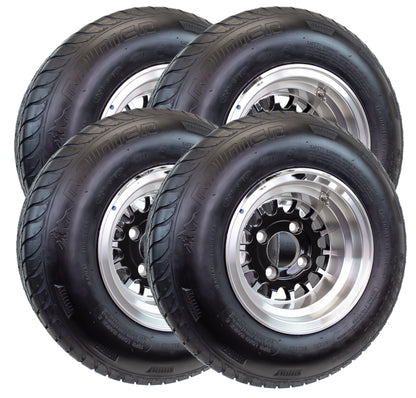 4-Pack eCustomrim 205/65-10 Trailer Golf Cart ATV Tire 10X7 Gloss Black Rim A2