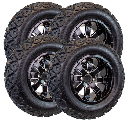 4-Pack eCustomrim 23x10.50-12 Golf Cart ATV Tire 12X7 Black Rim B4 Mud and Turf