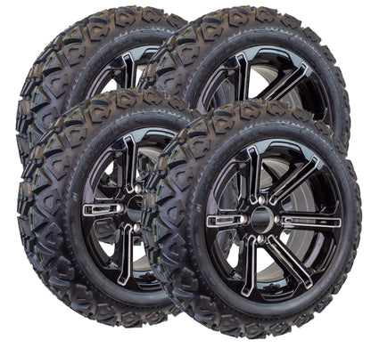 4-Pack eCustomrim 23x10.00-14 Golf Cart ATV Tire 14X7 Black Rim B6 Mud and Turf