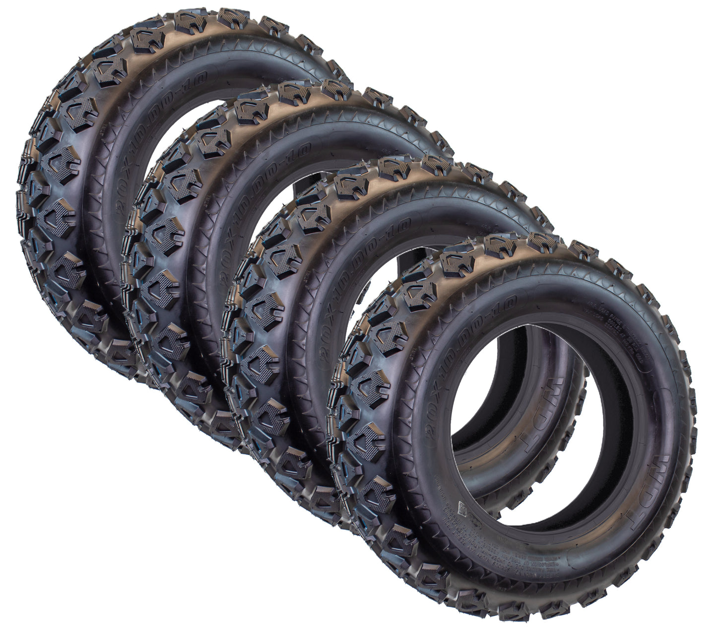 4-Pk 20X10.00-10 20X10-10 Lifted Golf Cart ATV Offroad All Terrain Mud Tire