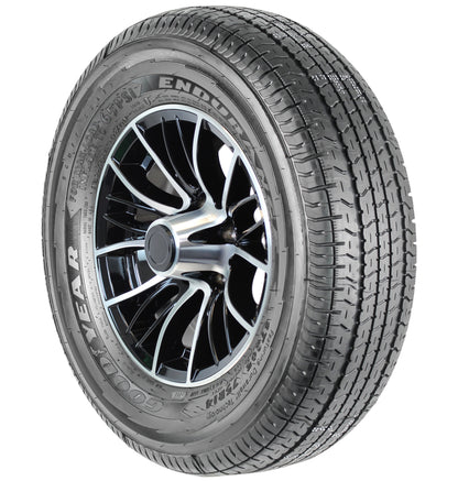 eCustomrim Aluminum Rim Goodyear Trailer Tire 205/75R14 14 5 Lug Evolution Black