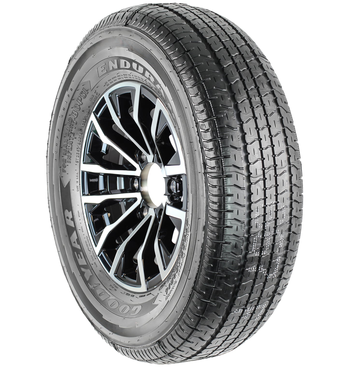 Tire Rim Assembly Fits Goodyear ST235/80R16 Load Range E 6 Lug Edge Black Wheel