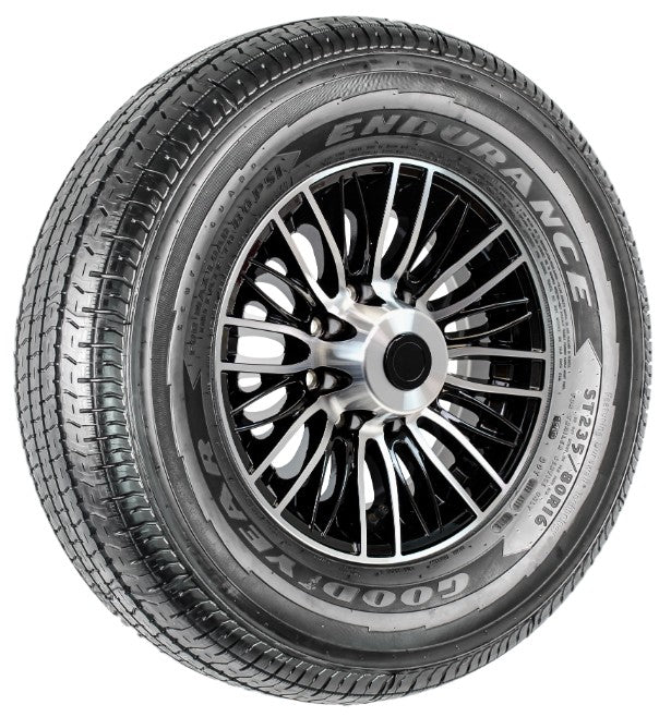 eCustomrim Aluminum Rim Goodyear Trailer Tire 235/80R16 16 8 Lug Evolution Black