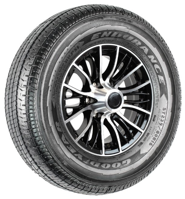 eCustomrim Aluminum Rim Goodyear Trailer Tire 235/80R16 16 6 Lug Evolution Black