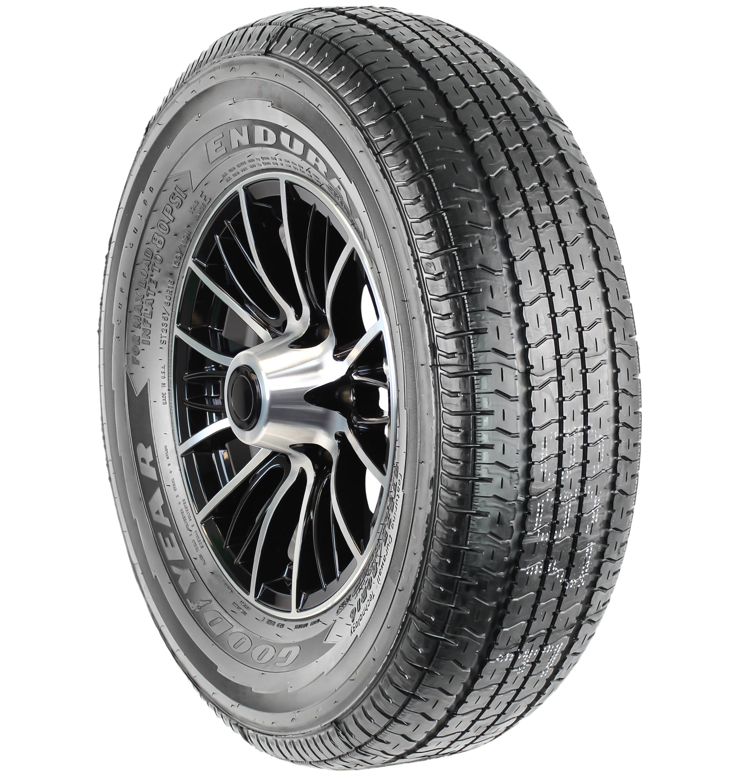 eCustomrim Aluminum Rim Goodyear Trailer Tire 235/80R16 16 6 Lug Evolution Black