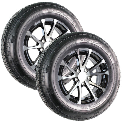2-Pack Radial Trailer Tire ST175/80R13 LRC 13 Inch 5 Lug T07 Black Aluminum