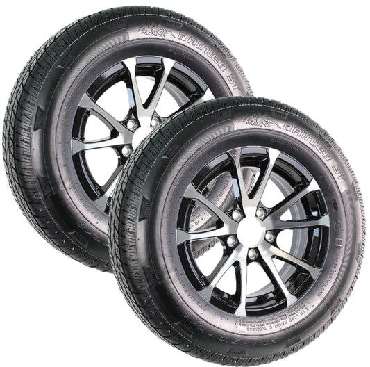 2-Pack Radial Trailer Tire ST175/80R13 LRC 13 Inch 5 Lug T07 Black Aluminum