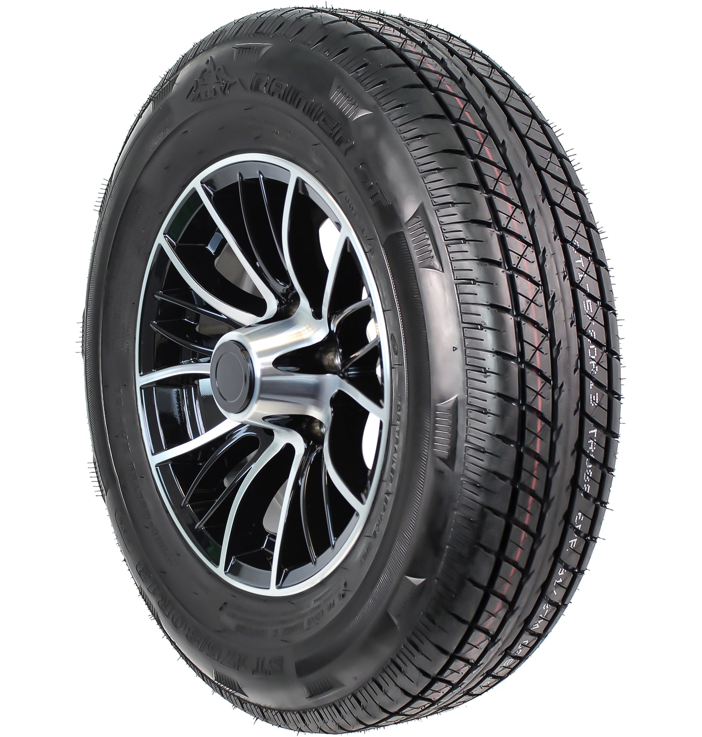 eCustomrim Trailer Tire ST175/80R13 LRC 13X5 5 Lug Evolution Black Aluminum Rim