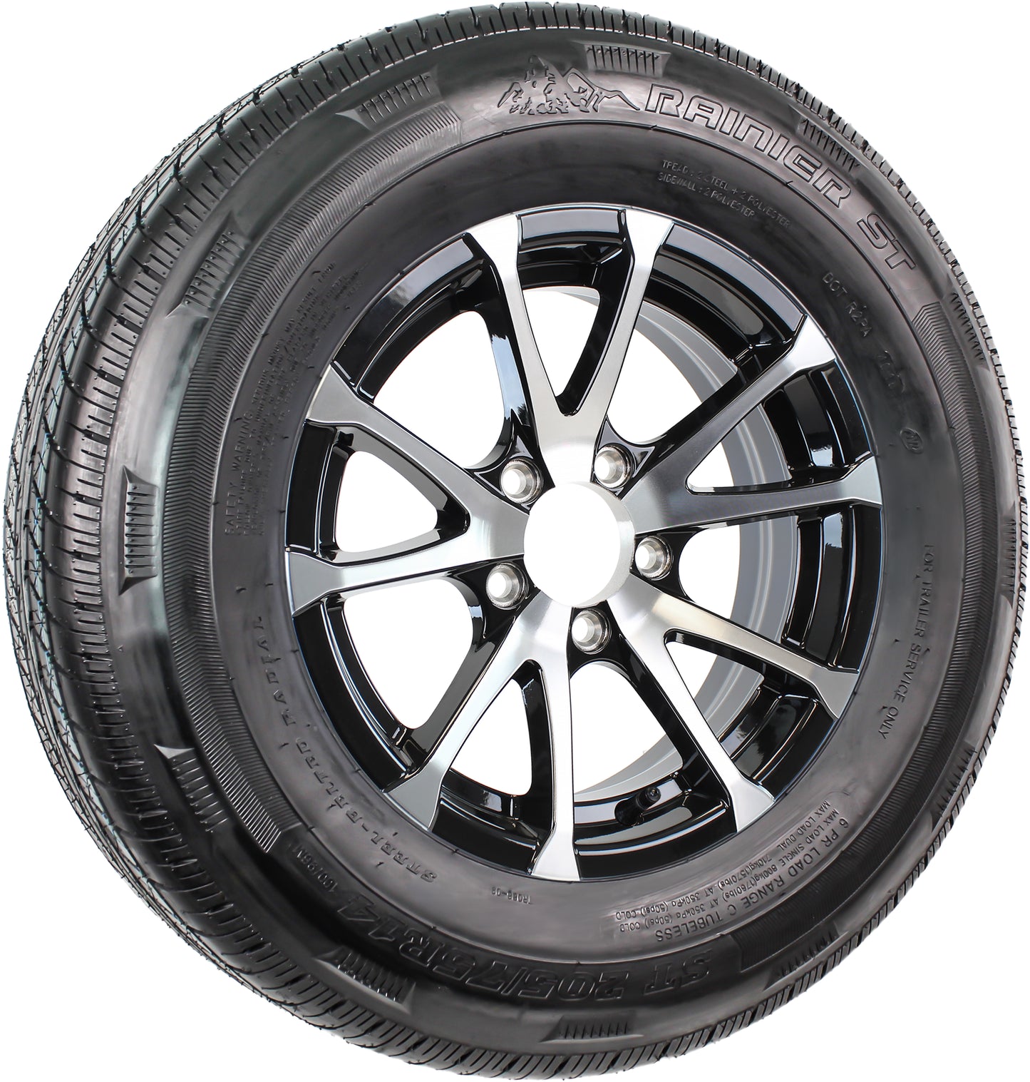 eCustomrim Trailer Tire Aluminum Rim 205/75R14 LRC 14X5.5 5 Lug Avalanche Black