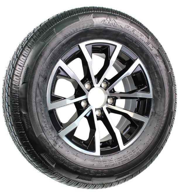 eCustomrim Trailer Tire On Aluminum Rim ST205/75R15 LRD 15X5 5 Lug Edge Black