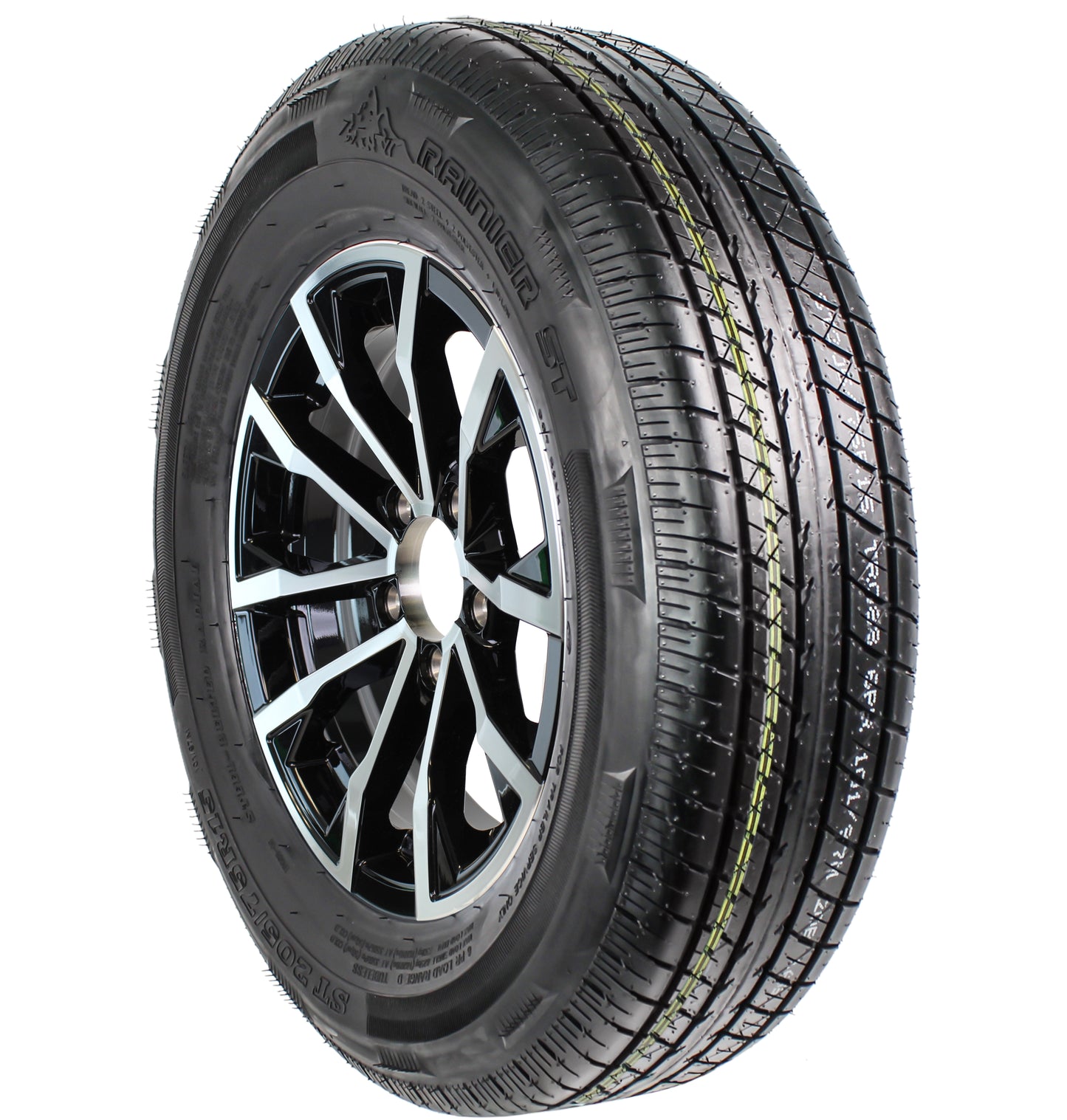 eCustomrim Trailer Tire On Aluminum Rim ST205/75R15 LRD 15X5 5 Lug Edge Black