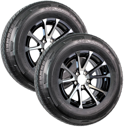 2-Pack Radial Trailer Tire Rim Assembly ST215/75R14 Load C 5 Lug Black Aluminum