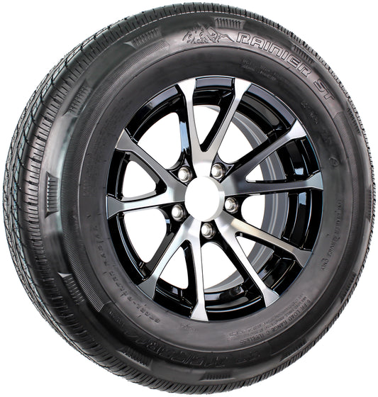 eCustomrim Radial Trailer Tire ST215/75R14 LRC 14 5 Lug Avalanche Black Aluminum