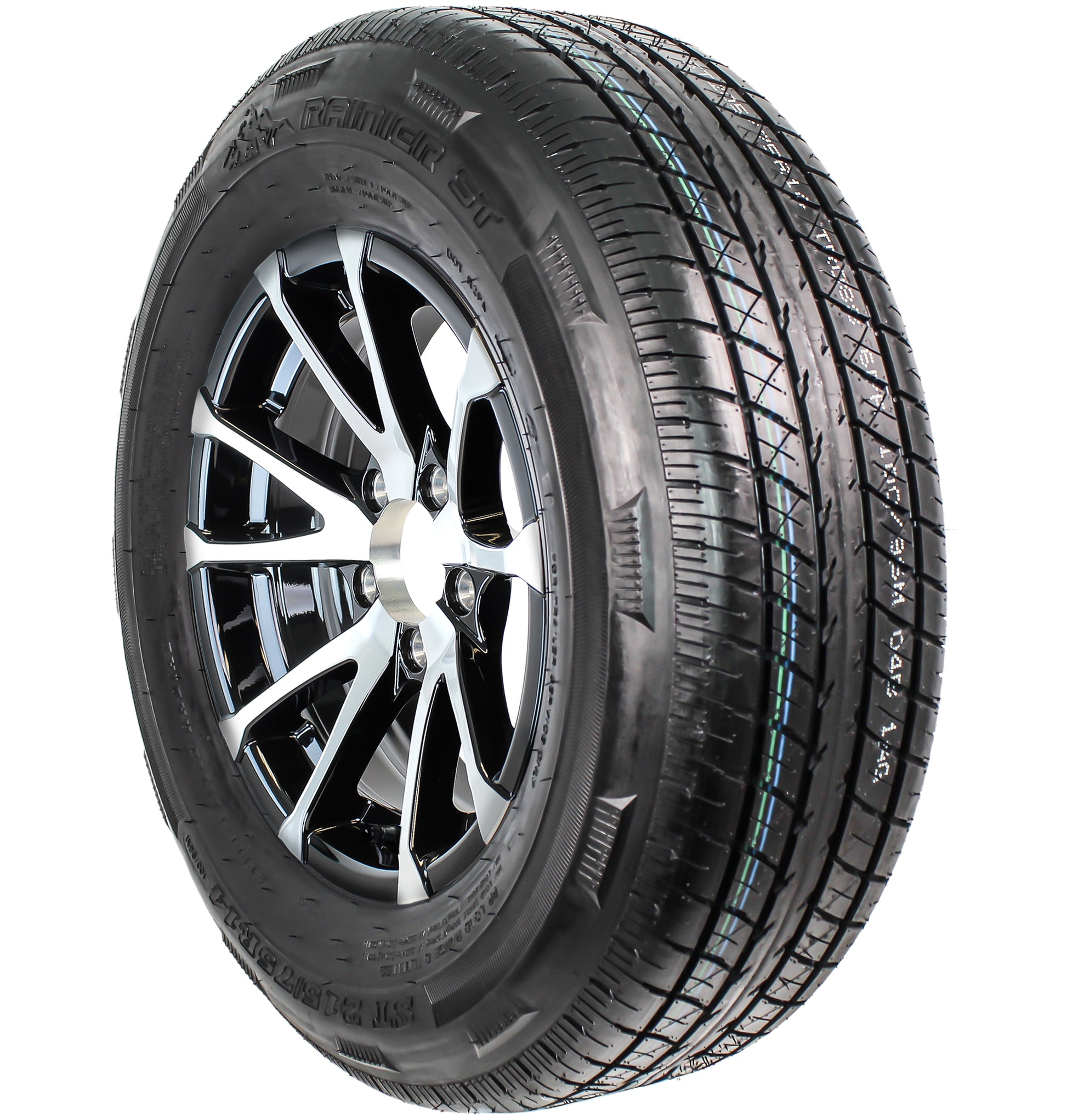 2-Pack Radial Trailer Tire Rim Assembly ST215/75R14 Load C 5 Lug Black Aluminum