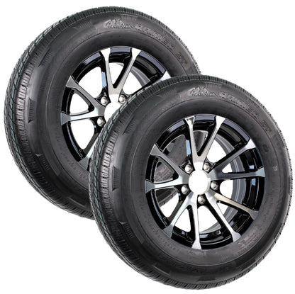 2-Pack Radial Trailer Tire Rim ST215/75R14 14 In 5 Lug T07 Black Aluminum Wheel
