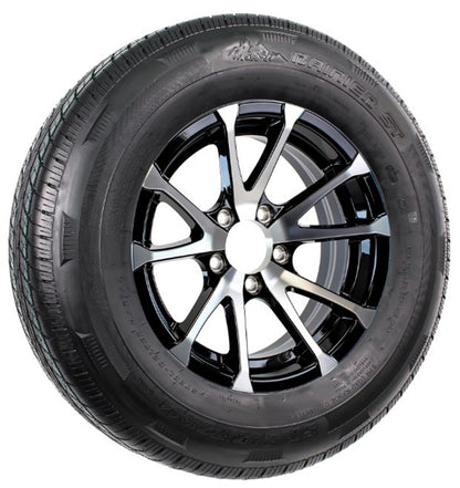 Radial Trailer Tire Rim ST215/75R14 14 Inch 5 Lug Avalanche Black Aluminum Wheel