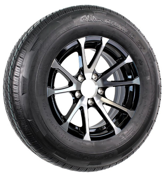 Radial Trailer Tire Rim ST215/75R14 14 Inch 5 Lug Avalanche Black Aluminum Wheel