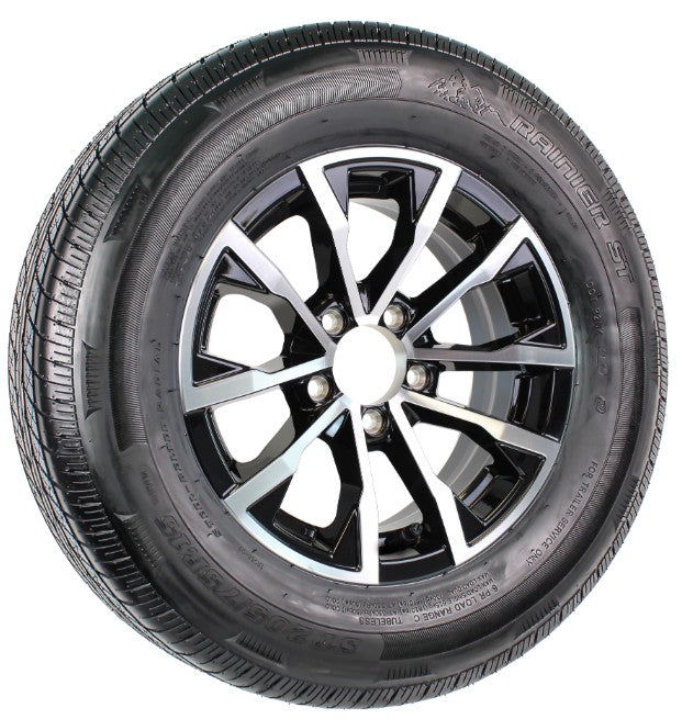 eCustomrim Trailer Tire On Aluminum Rim ST205/75R15 LRC 15X5 5 Lug Edge Black