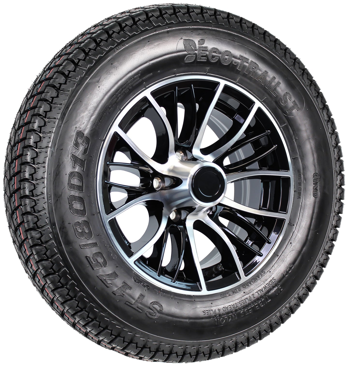 eCustomrim Trailer Tire Aluminum Rim ST175/80D13 LRC 13X5 5 Lug Evolution Black