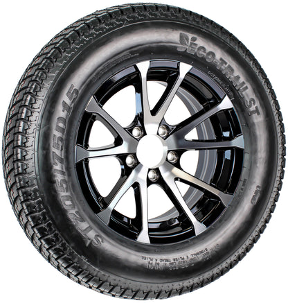 eCustomrim Trailer Tire Aluminum Rim ST205/75D15 LRC 15X5 5 Lug Avalanche Black