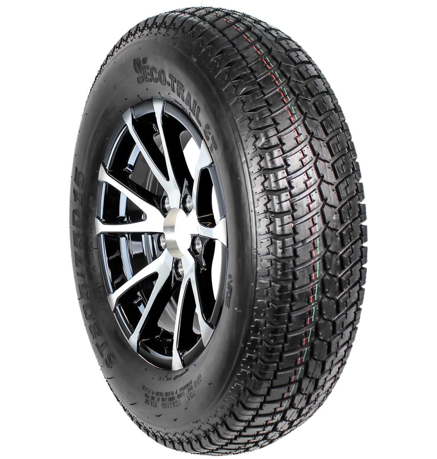 eCustomrim Trailer Tire Aluminum Rim ST205/75D15 LRC 15X5 5 Lug Avalanche Black
