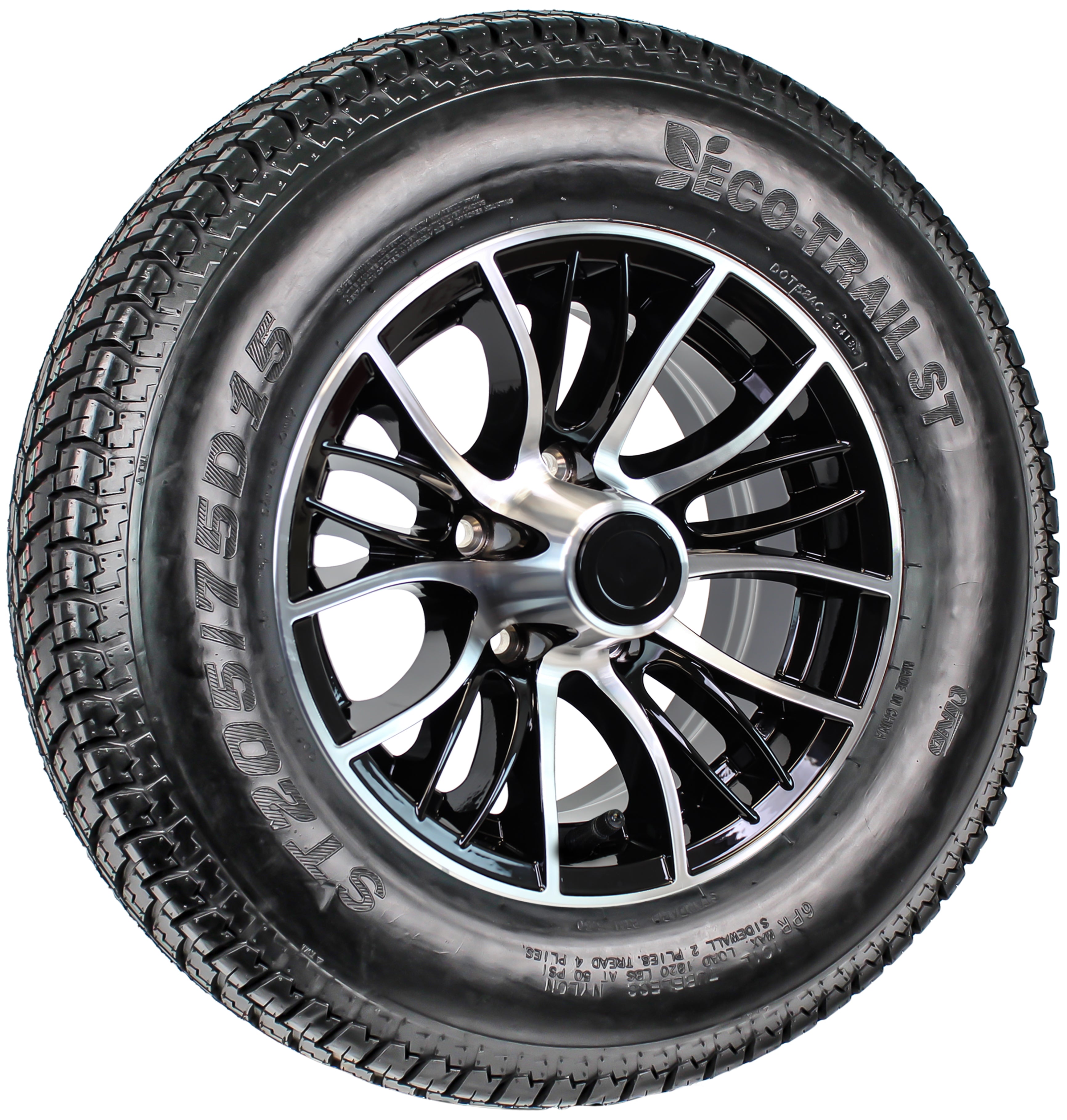 2Set ST205/75D15 205 75 15 Inch Trailer Wheels/Rims And Tires, 5 Lug On