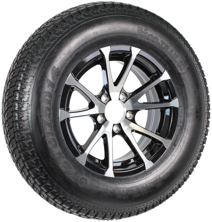 eCustomrim Trailer Tire Aluminum Rim 215/75D14 LRC 14X5.5 5 Lug Avalanche Black