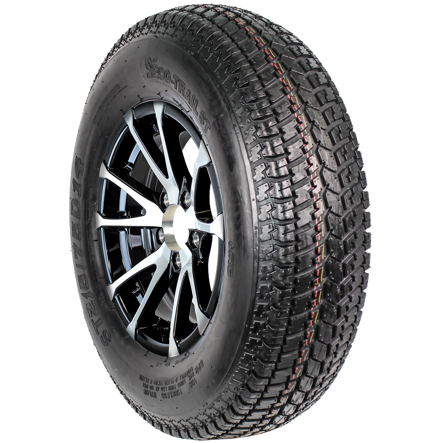 eCustomrim Trailer Tire Aluminum Rim 215/75D14 LRC 14X5.5 5 Lug Avalanche Black