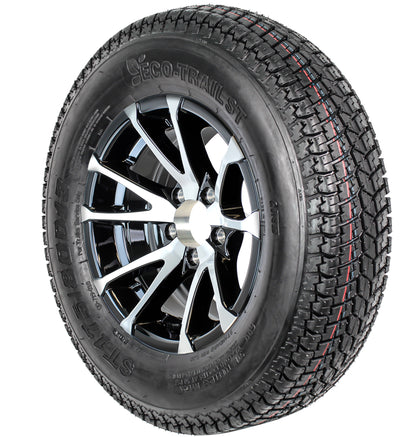 eCustomrim Trailer Tire ST175/80D13 LRC 13X5 5-4.5 Avalanche Black Aluminum Rim