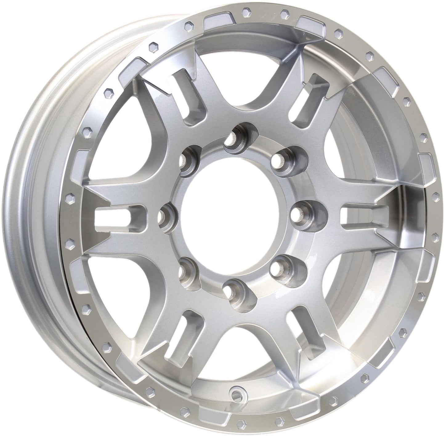 eCustomrim Aluminum Trailer Wheel 16X6 16 X 6 8 Lug On 6.5 Center Turismo Silver