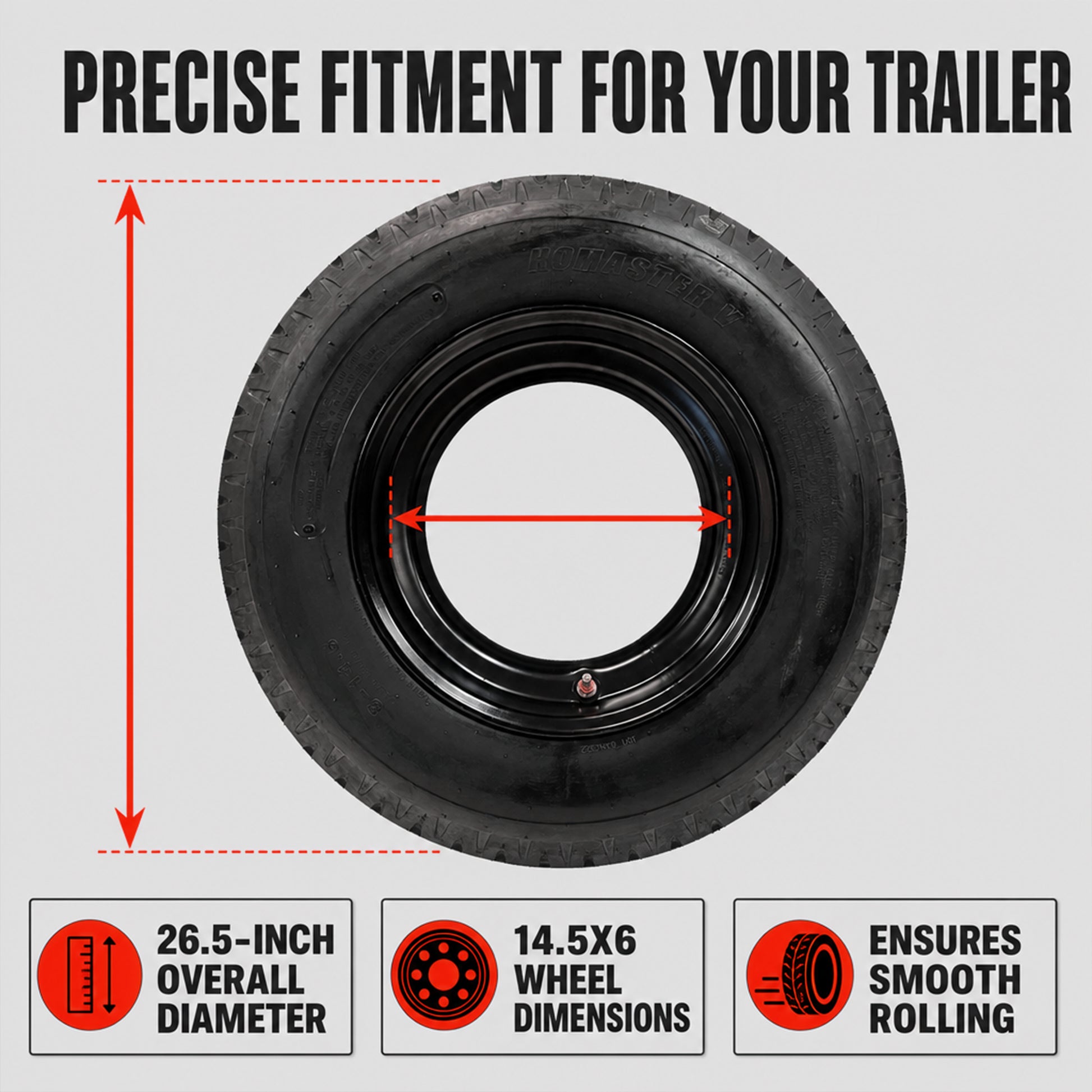 Trailer Tire Rim Assembly 8-14.5 14.5 Inch Wheel Motor Home RV Load Range H