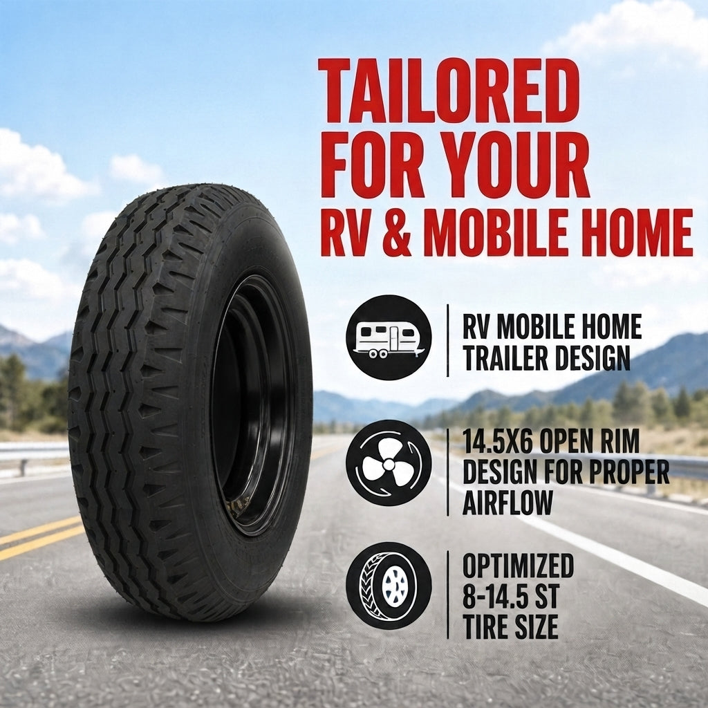 Trailer Tire Rim Assembly 8-14.5 14.5 Inch Wheel Motor Home RV Load Range H