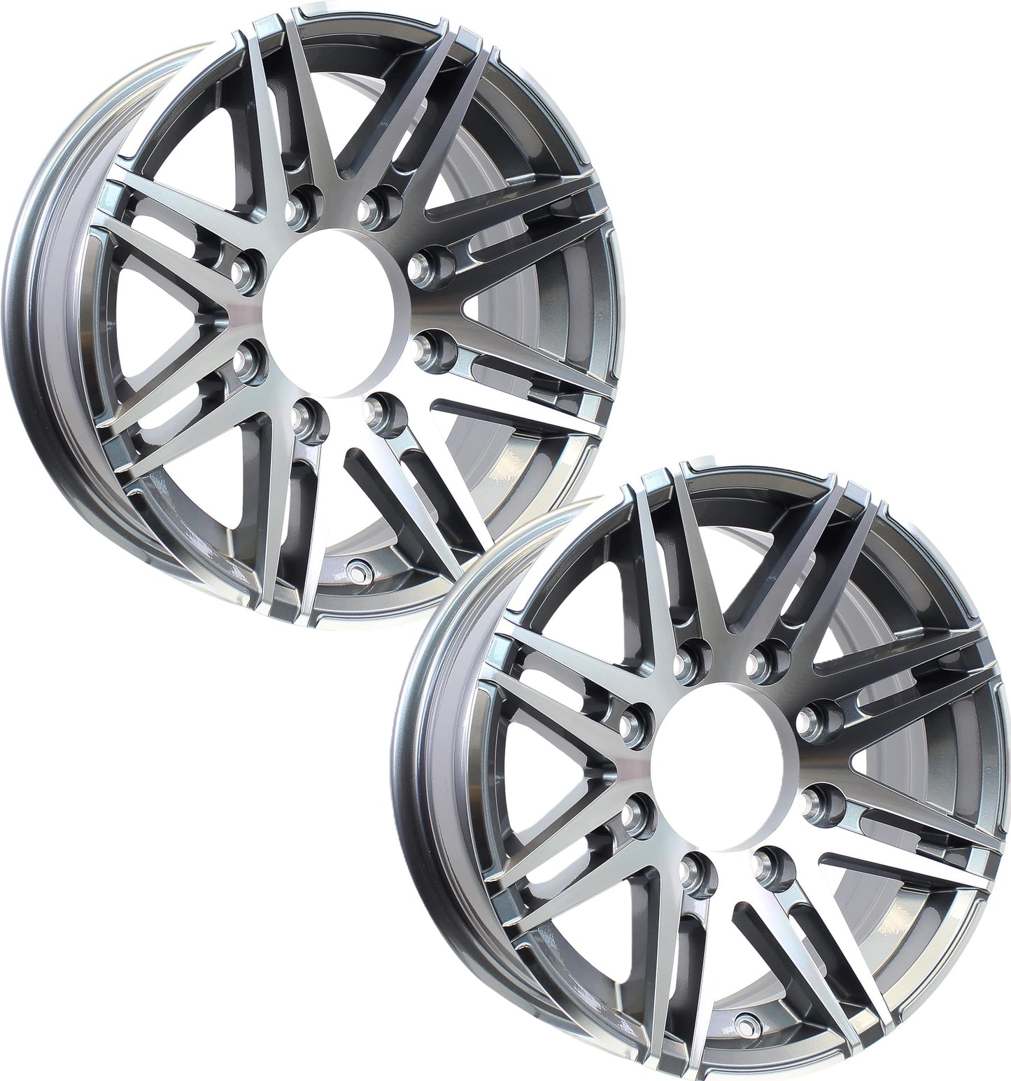 2-Pack Aluminum Trailer Wheel 16X6 16 Inch Rim Gun Metal Machine 8 Lug