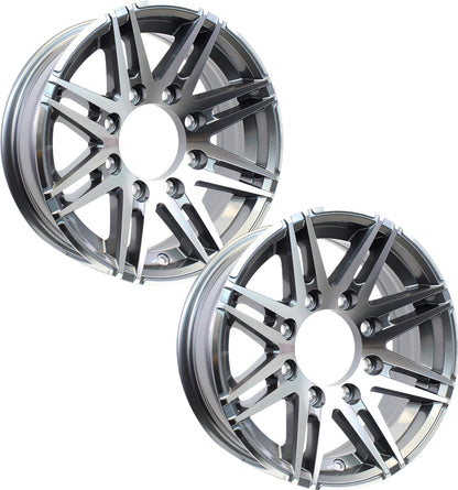 2-Pack Aluminum Trailer Wheel 16X6 16 Inch Rim Gun Metal Machine 8 Lug