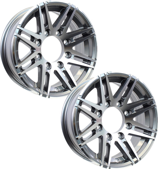 2-Pack Aluminum Trailer Wheel 16X6 16 Inch Rim Gun Metal Machine 8 Lug