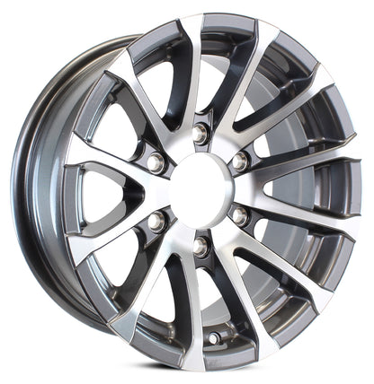 eCustomrim Aluminum Trailer Wheel 15X6 15 Inch Rim Gun Metal Machined 6 Lug