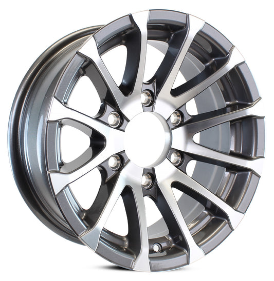 eCustomrim Aluminum Trailer Wheel 15X6 15 Inch Rim Gun Metal Machined 6 Lug