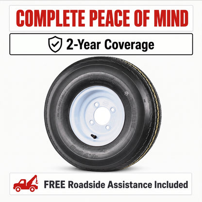 Trailer Tire Rim Assembly 5.70-8 570-8 5.70X8 8 Inch LRC 4 Lug White Wheel