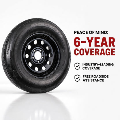 Radial Trailer Tire Rim ST205/75R15 15 Inch 5 Lug 4.5 LRC Black Modular Wheel
