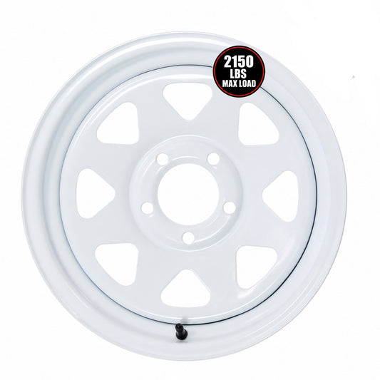 eCustomrim Trailer Rim 15X5 15 Inch 5 Lug On 4.5 Center White Spoke Wheel