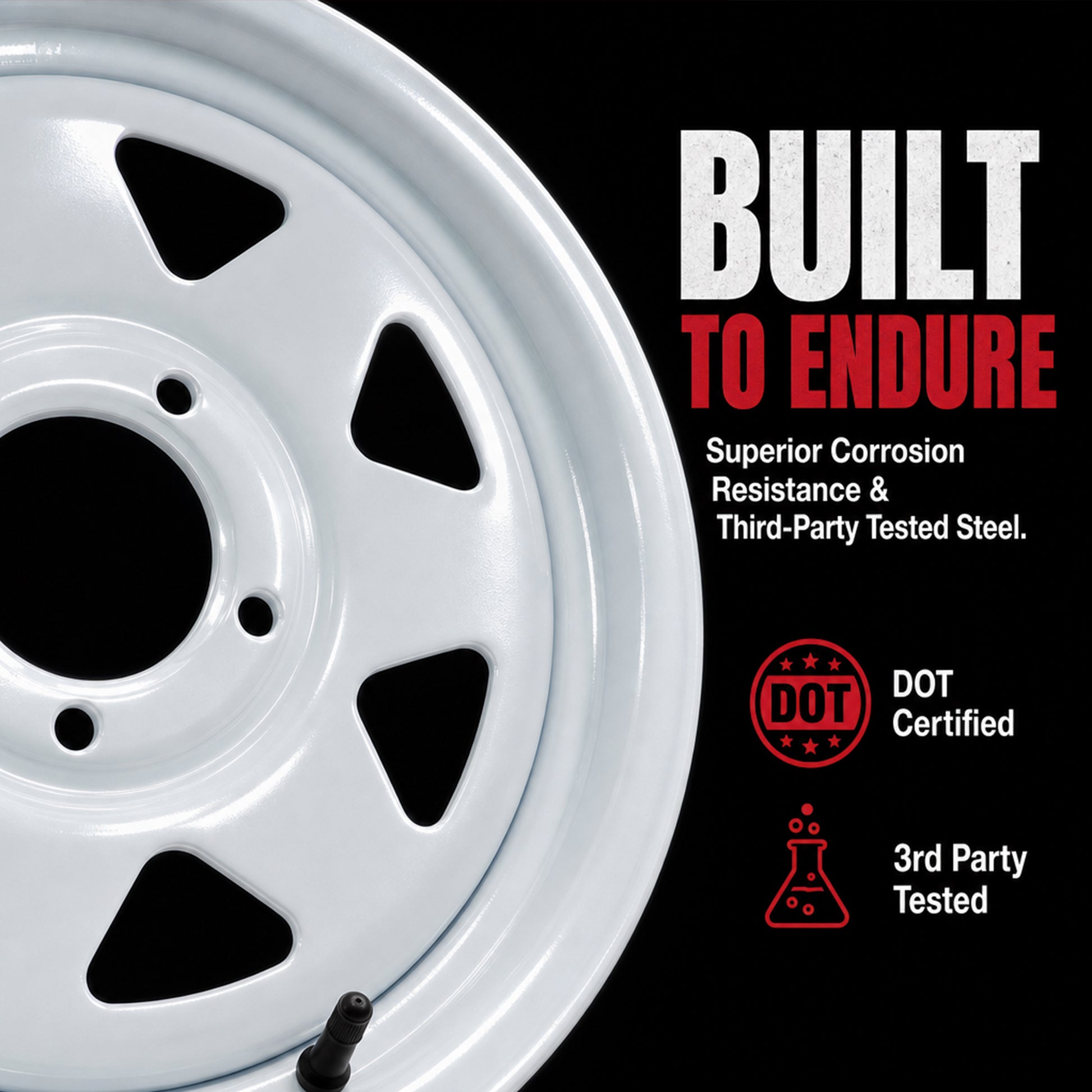eCustomrim Trailer Rim 15X5 15 Inch 5 Lug On 4.5 Center White Spoke Wheel