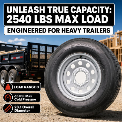 Radial Trailer Tire Rim ST225/75R15 225/75-15 15 LRD 6 Lug Silver Modular Wheel
