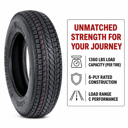 Trailer Tire ST175/80D13 175/80D13 DEEP TREAD 13 Inch Load Range C 1360 Lbs.