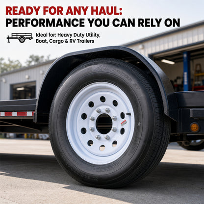 Radial Trailer Tire Rim ST235/80R16 16 Inch Load Range E 8 Lug White Wheel