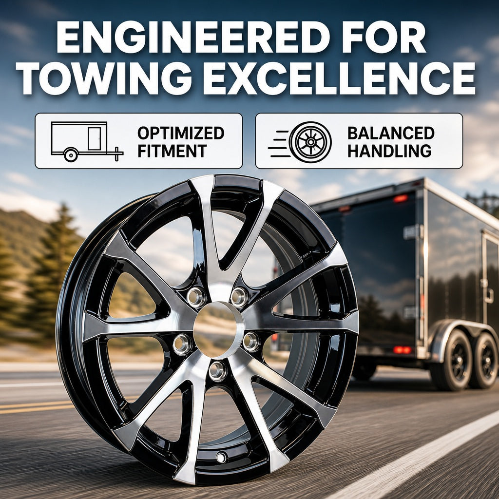 eCustomrim Aluminum Boat Camper Trailer Rim Wheel 5 Lug 14 Inch Avalanche Black